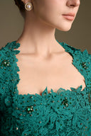 Trapeze Neck Blooming Rose Lace Column Gown for women, from IHF ATELIER, The Viet Concept 