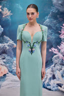 Celestine Coral Crystal Crepe Gown for women, from 21SIX, The Viet Concept