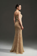 Floral Mesh Lace Strapless Pearl Crystal Mermaid Evening Gown for women, from IHF STUDIO, The Viet Concept 