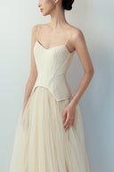 BYDI • Mira Sculpted Mesh Ball Gown in Snow White