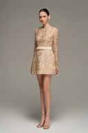 Romantic Guipure Lace Short-Sleeved Mini Dress - Luxury Couture for women, from IHF STUDIO, The Viet Concept 