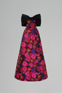 Noir Rosette Strapless A-Line Jacquard Evening Gown for women, from IHF ATELIER, The Viet Concept 