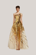 Lustre A-Line Illusion Neck Mesh Floor Length Dress for women, from POEM, The Viet Concept 