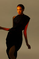 Senses Asymmetrical Sequin Draped Latex Evening Dress for women, from SORAMAME, The Viet Concept

