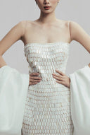 Dew And Ember Japanese Leather Mesh Maxi Dress for women, from LINH DOAN, The Viet Concept 