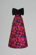 Noir Rosette Strapless A-Line Jacquard Evening Gown for women, from IHF ATELIER, The Viet Concept 