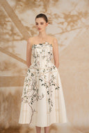 ROSEE de MATIN • Ivory Printed Strapless Dress