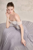Riona Pearl Silk Off-Shoulder Corset Evening Gown for women, from LINH PHUNG, The Viet Concept