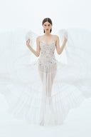 LA VIERGE • Mariposa Appliqué Tulle & Lace Maxi Gown