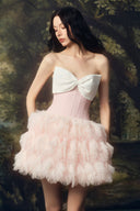 LINH PHUNG • Efflora Sculpted Corset 3D Tulle Mini Dress with Oversized Bow