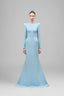 Blue Calliope Mermaid Square Shoulder Polyester Floor Length Dress for women, from Maison Des Copains, The Viet Conept 