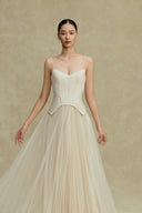 BYDI • Mira Sculpted Mesh Ball Gown in Snow White