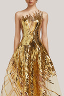 Lustre A-Line Illusion Neck Mesh Floor Length Dress for women, from POEM, The Viet Concept 