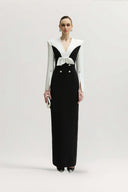 Shalom Dress Contrast Panel Bow Gown for women, from JENNY K TRAN, The Viet Concept 
