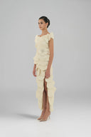 HAYTAN • Seraphina 3D Petal Embellished High-Slit Gown