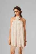 Aurora Silk Fringe Halter Mini Dress for women, from XITA, The Viet Concept