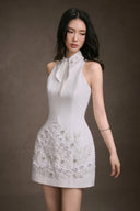 KEIRA TONG • Flora Embroidered Crystal Lace A-Line Dress