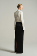 Black Low-Waist Long Skirt With Black Crystal-Embellished Faux Belt for women, from IHF STUDIO, The Viet Concept 