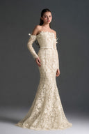 IHF STUDIO • Roselle Floral Garden Lace Off-Shoulder Mermaid Dress