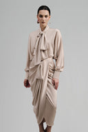 Vanila Straight Cuff Sleeved Silk Satin Shirt for women, from Ha Thanh Viet, The Viet Concept 