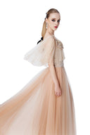 Cascaded Pearl Capelet Couture Gown for women, from MR CRAZY & LADY SEXY, The Viet Concept 