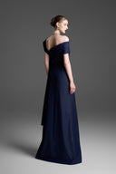 GVLUX • Asymmetric Shoulder Draped A-line Dress