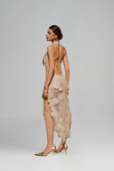 Cream Sirena Mesh Midi Dress for women, from La Vierge, The Viet Concept 