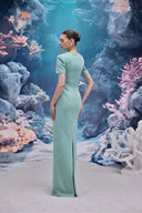 Celestine Coral Crystal Crepe Gown for women, from 21SIX, The Viet Concept
