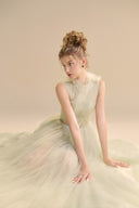 LINH PHUNG • Delysia Pastel Mint Illusion Tulle Gown