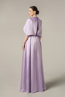 Round Neck Crystal A-Line Silk Taffeta Gown with Mini Cape for women, from IHF ATELIER, The Viet Concept 