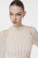 L'ALLÉE • Textured 3D Feather Long Dress