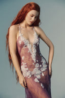 Antheia Lilac Lace Floral Couture Dress for women, from LA VIERGE, The Viet Concept 
