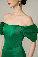 Silk Taffeta Strapless Bustier A-Line Gown With Front Split for women, from IHF ATELIER, The Viet Concept 