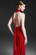 Zafielle Crimson Halter Velvet Gown for women, from MAISON DES COPAINS, The Viet Concept 