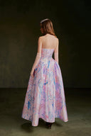 VONTIER DE MONTIER • Songbird Petal-Cup Printed Taffeta Evening Gown