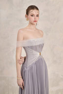 Riona Pearl Silk Off-Shoulder Corset Evening Gown for women, from LINH PHUNG, The Viet Concept