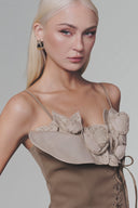 Brown Petal Bustier Top for women, from Keira Tong, The Viet Concept 