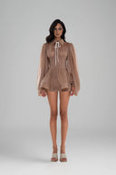 Brown Charlotte Mini Dress for women, from Huelley Rose, The Viet Concept 