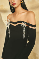 Crystal Bloom Off-Shoulder 3D Floral Midi Cocktail Dress for women, from L'SCARLETT, The Viet Concept