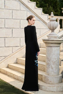 TRACY COUTURE • Symmetric Floral Crystal Velvet Satin Gown
