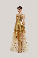 Lustre A-Line Illusion Neck Mesh Floor Length Dress for women, from POEM, The Viet Concept 