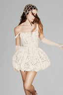 Cream Collins Corset Lace Mini Dress for women, from HUONG, The Viet Concept 