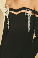 Crystal Bloom Off-Shoulder 3D Floral Midi Cocktail Dress for women, from L'SCARLETT, The Viet Concept