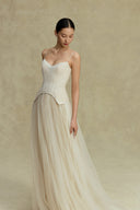 BYDI • Mira Sculpted Mesh Ball Gown in Snow White