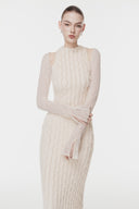 L'ALLÉE • Textured 3D Feather Long Dress