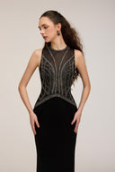 21SIX • Yara Crepe & Tulle Embellished Gown with Anaya Cape