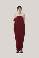 Red Velvet Nhung Cocoon Off-Shoulder Velvet Maxi Dress for women, from TINH, The Viet Concept 