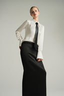 Black Low-Waist Long Skirt With Black Crystal-Embellished Faux Belt for women, from IHF STUDIO, The Viet Concept 