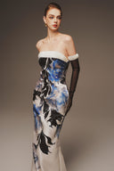 MARGÉE ATELIER • Avielle Couture Painterly Print Taffeta Evening Gown