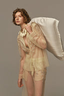 Somnolence Ivory Tulle Shirt And Pant Set for women, from POEM, The Viet Concept